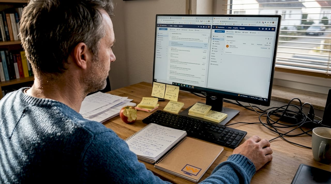 Im Homeoffice probiert ein Nutzer verschiedene KI-Tools aus.