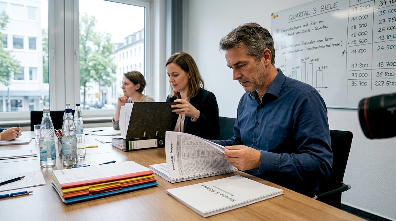 Das Management diskutiert im Rahmen einer Besprechung den Einsatz von Zeitarbeitskräften.