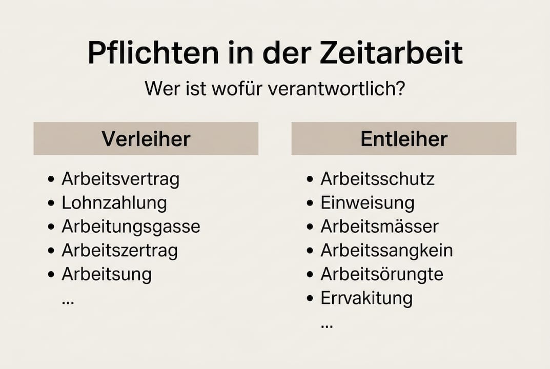 Infografik: Verantwortlichkeiten von Verleiher und Entleiher im Überblick