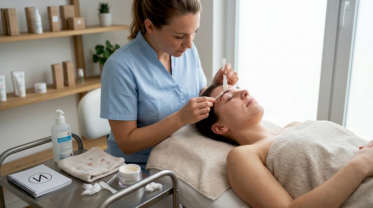 Pigment Remover erklärt: Chancen & Grenzen für Kosmetiker 3 Nach einer Pigmententfernung sorgt die Kosmetikerin mit einer speziellen Pflege dafür, dass die Haut optimal regeneriert.