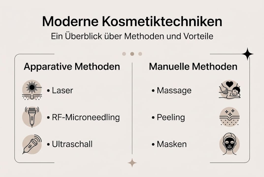 Moderne Behandlungstechniken in der Kosmetik 2 Mit dieser Infografik erhalten Sie einen anschaulichen Überblick über aktuelle Trends und Methoden in der modernen Kosmetik.