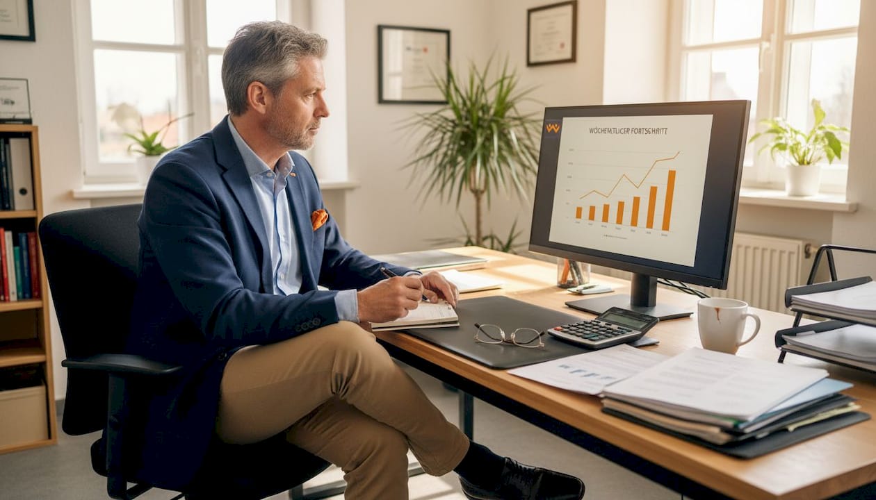 Mitarbeiter bewertet die Effizienz digitaler Arbeitsabläufe