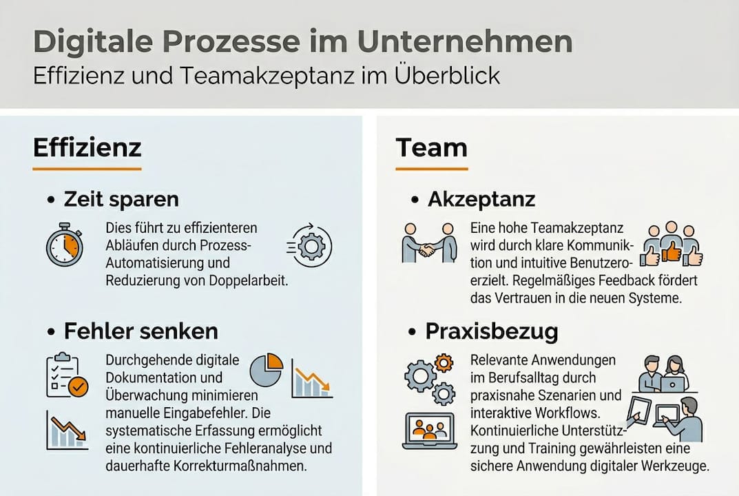Infografik: Wie digitale Prozesse unsere Effizienz steigern und von Mitarbeitern angenommen werden