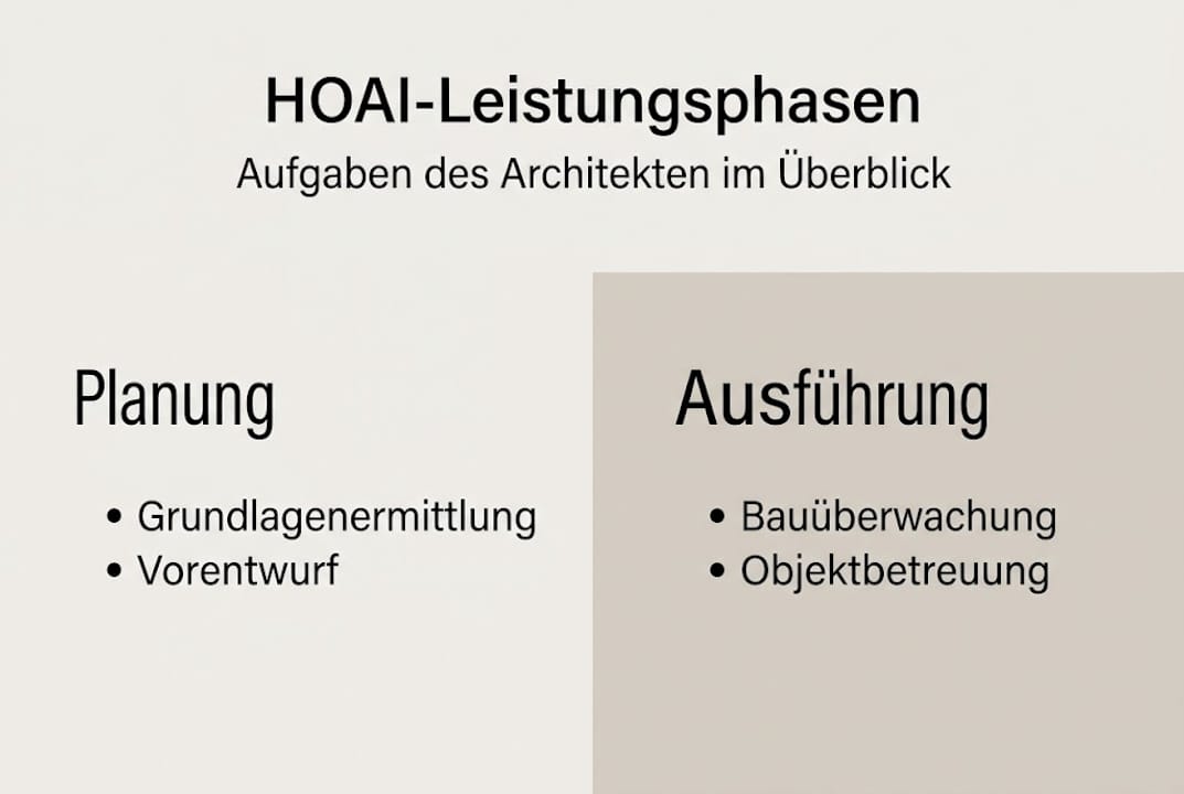 Übersicht: Die Leistungsphasen der HOAI – Aufgabenbereiche von Architektinnen und Architekten auf einen Blick