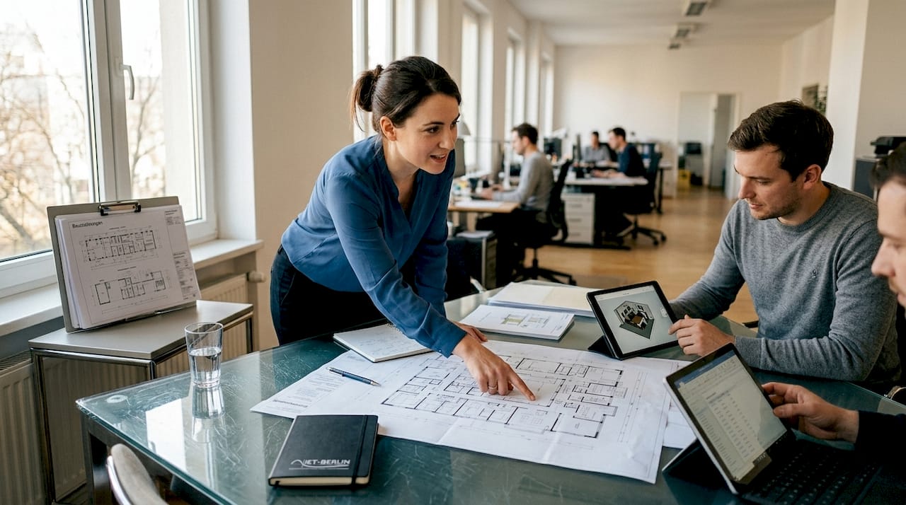 Unser Team entwickelt ein Konzept für die digitale Elektroinstallation im Besprechungsraum.