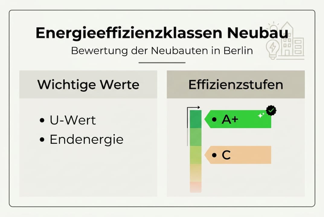 Infografik: Energieeffizienzklassen für Neubauten im Überblick