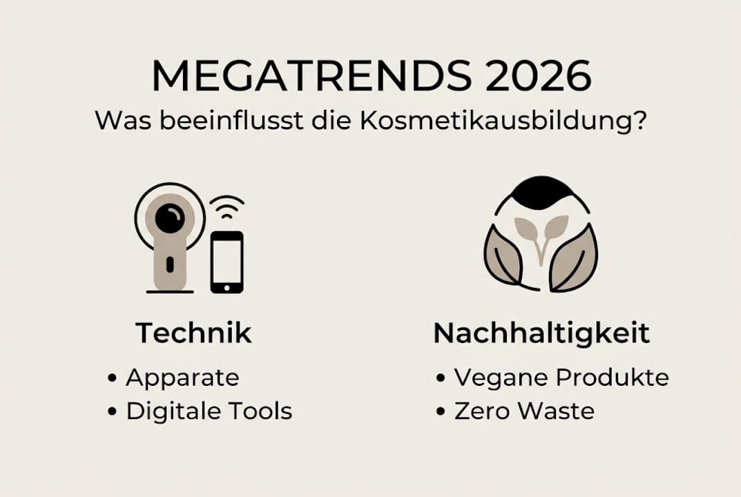 Infografik: Die wichtigsten Zukunftstrends in der Kosmetikausbildung 2026