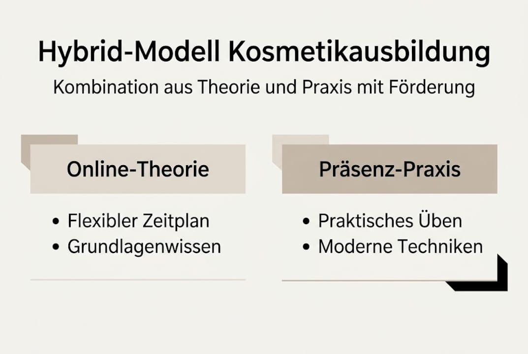 Grafik: So funktioniert die hybride Ausbildung zur Kosmetikerin