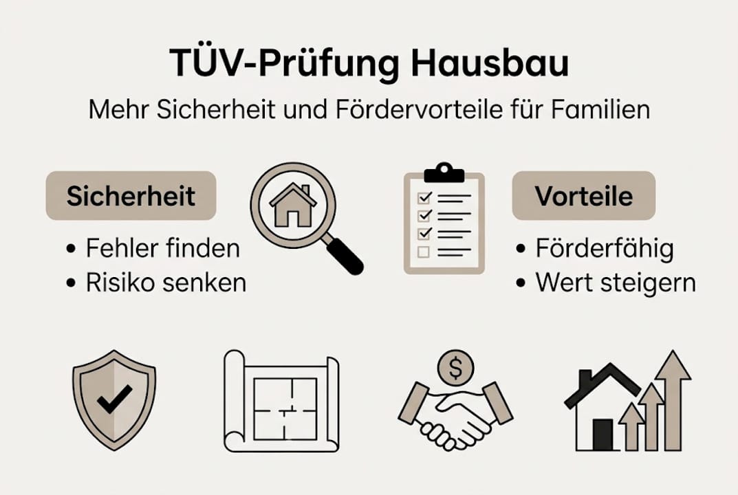 Infografik: So sorgt die TÜV-Prüfung beim Hausbau für mehr Sicherheit und klare Vorteile
