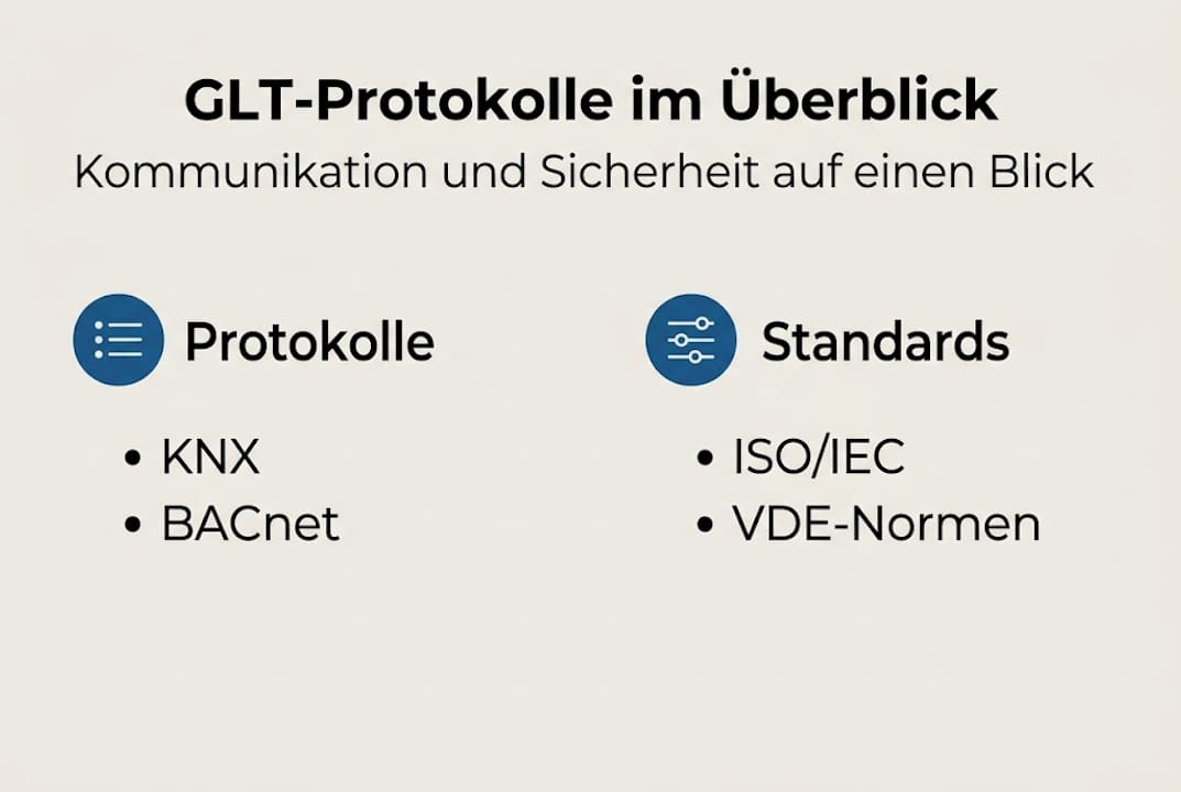 Übersichtsgrafik zu GLT-Kommunikationsprotokollen und Branchenstandards
