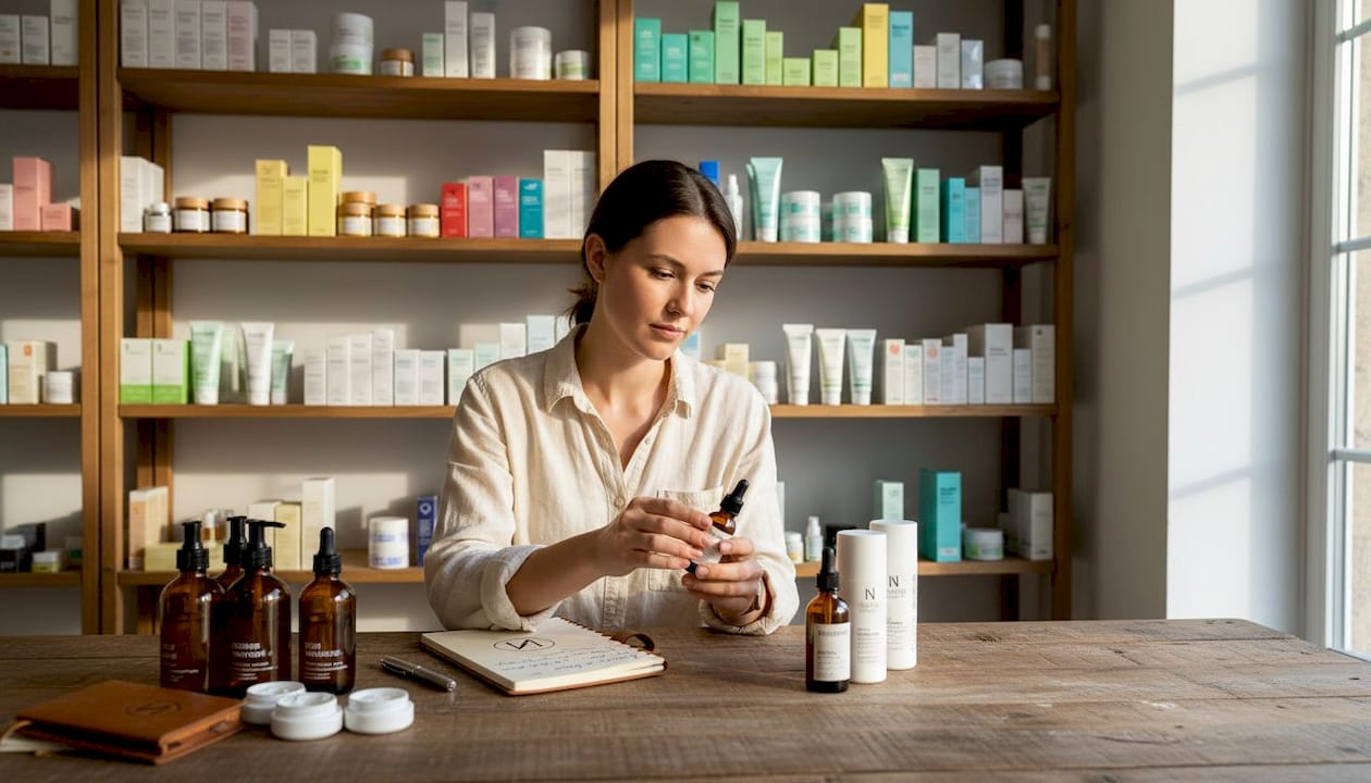 Modernes Kosmetikinstitut mit einer großen Auswahl an hochwertigen Pflegeprodukten