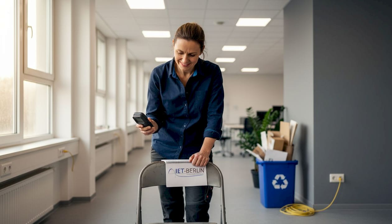 Ein Ingenieur überprüft die Effizienz der LED-Beleuchtung im Büro.