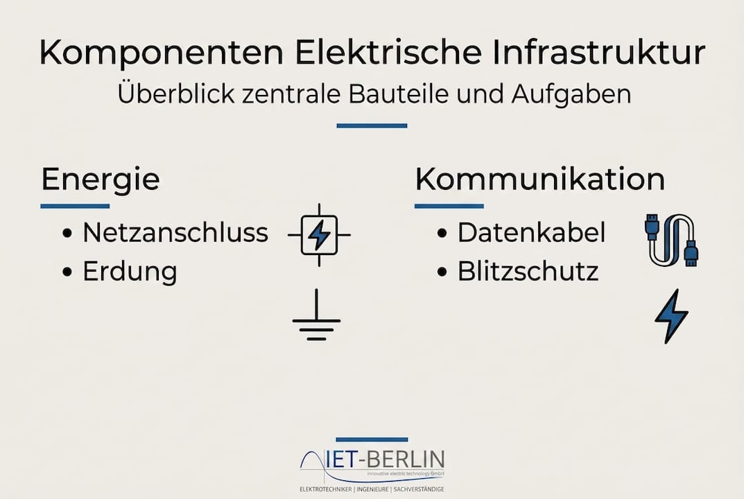 Grafik: Die wichtigsten Bausteine einer elektrischen Infrastruktur auf einen Blick