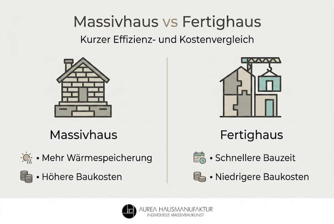Infografik: Massivhaus oder Fertighaus – Ein Vergleich auf einen Blick