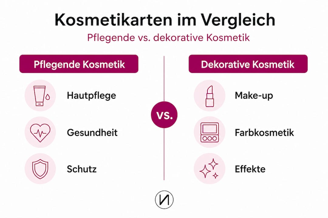 Infografik: Pflegekosmetik vs. dekorative Kosmetik – ein Überblick