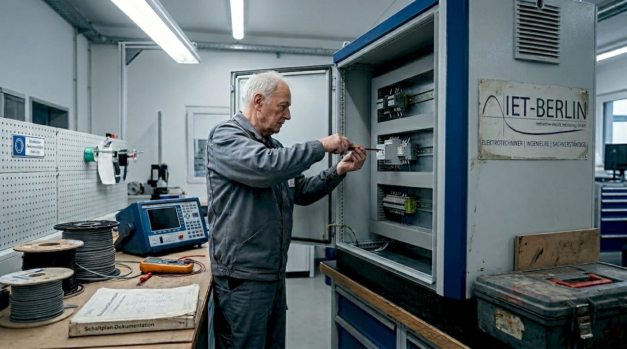 Ein ausgebildeter Elektriker baut die einzelnen Komponenten fachgerecht in den Schaltschrank ein.