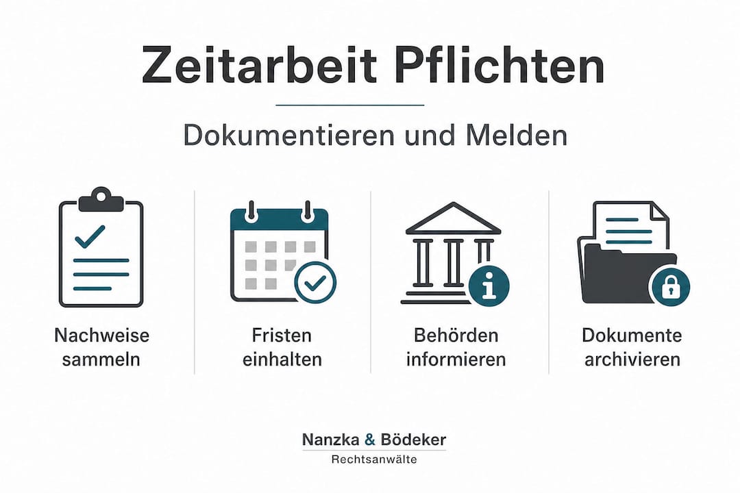 Infografik: Die wichtigsten Pflichten und Schritte in der Zeitarbeit auf einen Blick