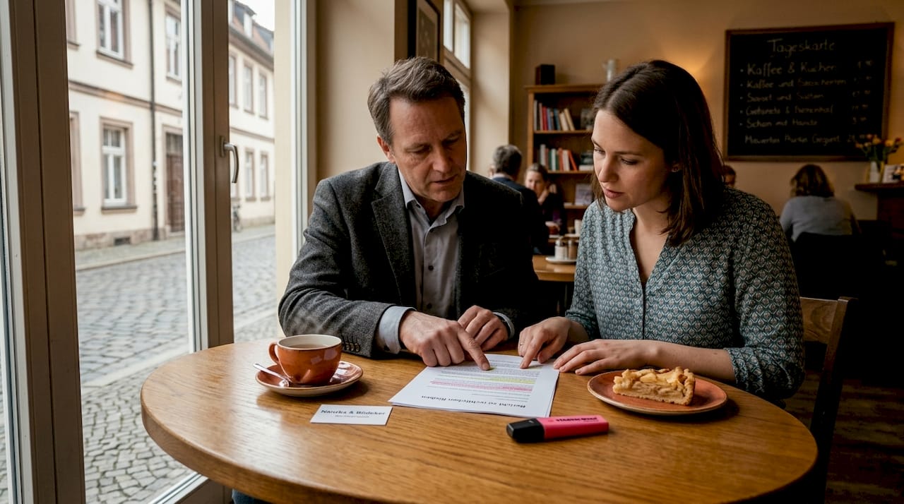 Geschäftsleute beraten sich am Tisch über rechtliche Risiken.