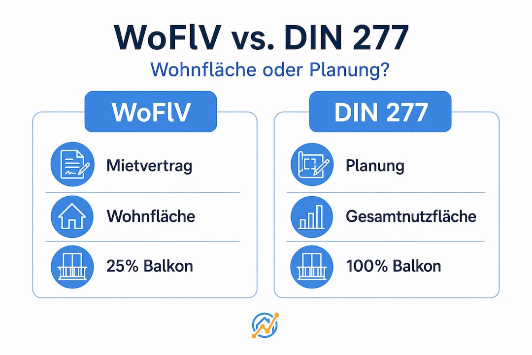 Vergleichende Übersicht: WoFlV und DIN 277 auf einen Blick