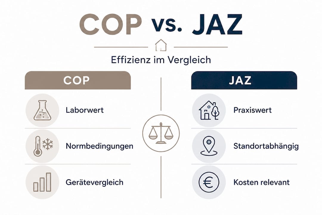 Infografik: So unterscheiden sich COP und JAZ bei Wärmepumpen