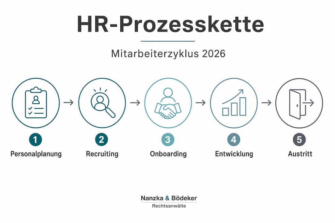 Grafische Übersicht der fünfstufigen HR-Prozesskette