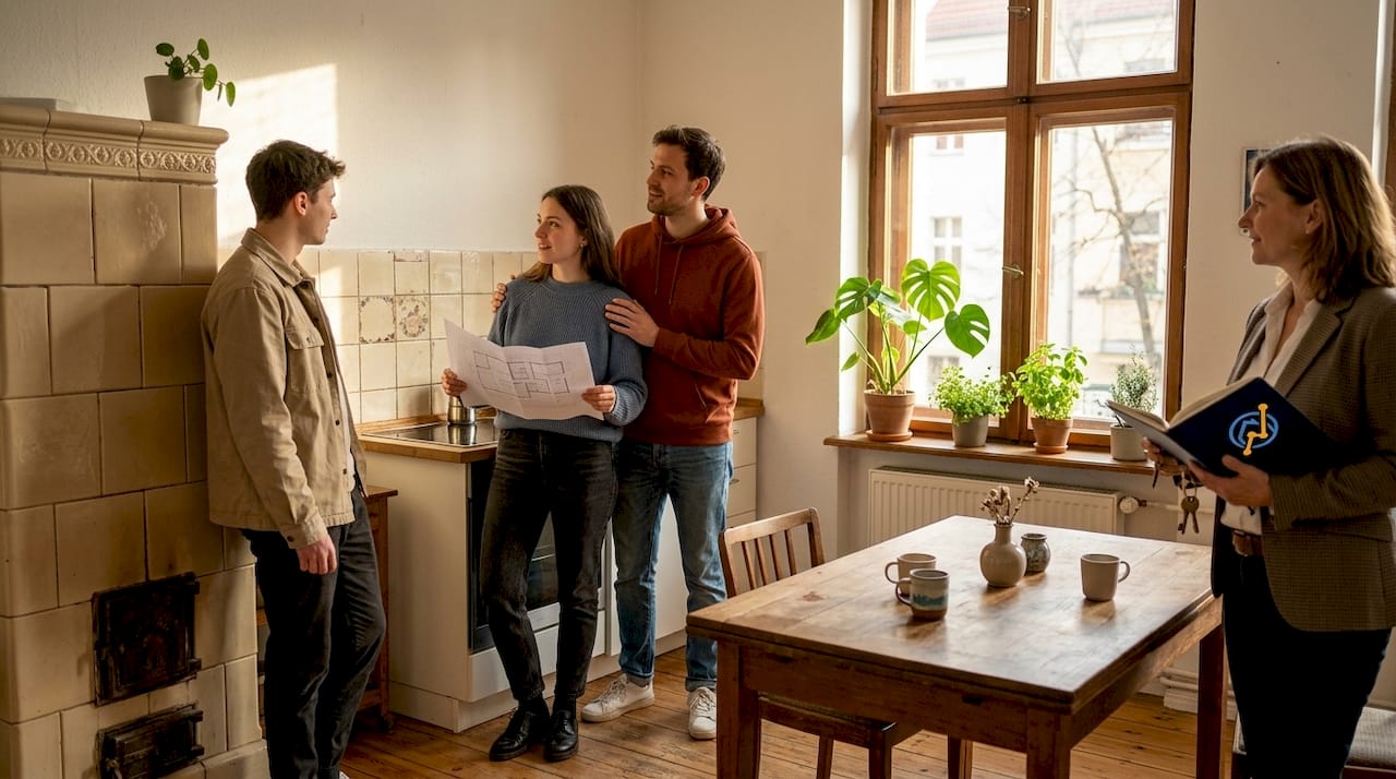 Besichtigung einer Berliner Wohnung im kleinen Kreis