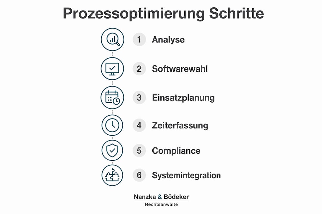 Die Infografik veranschaulicht die einzelnen Schritte zur Optimierung von Prozessen.