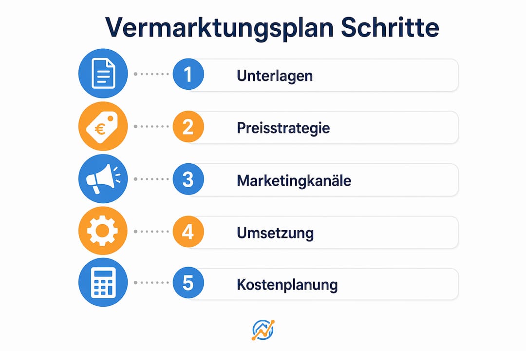 Schritt-für-Schritt-Infografik: So erstellen Sie einen erfolgreichen Vermarktungsplan für Ihre Immobilie