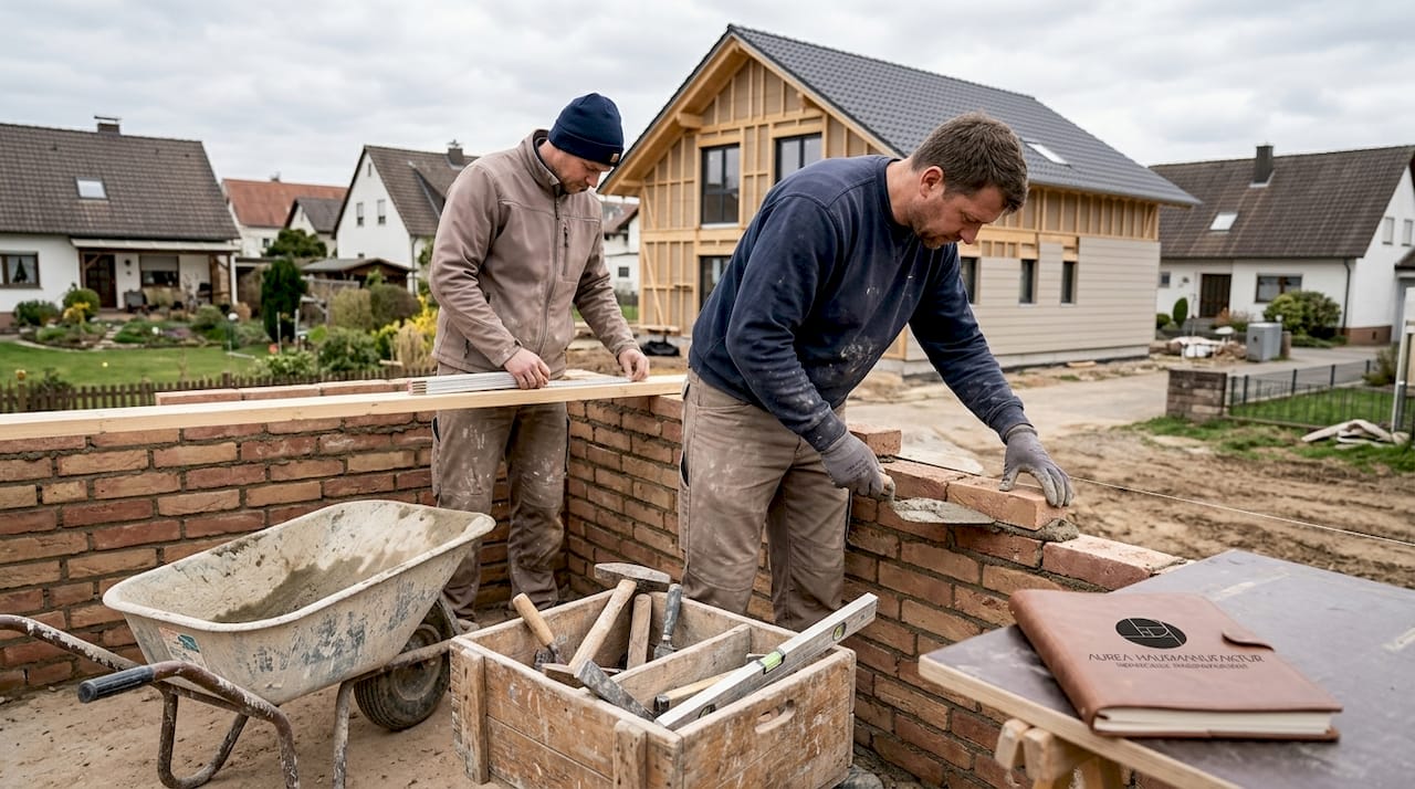 Auf der Baustelle sind erfahrene Handwerker aus der Region im Einsatz.