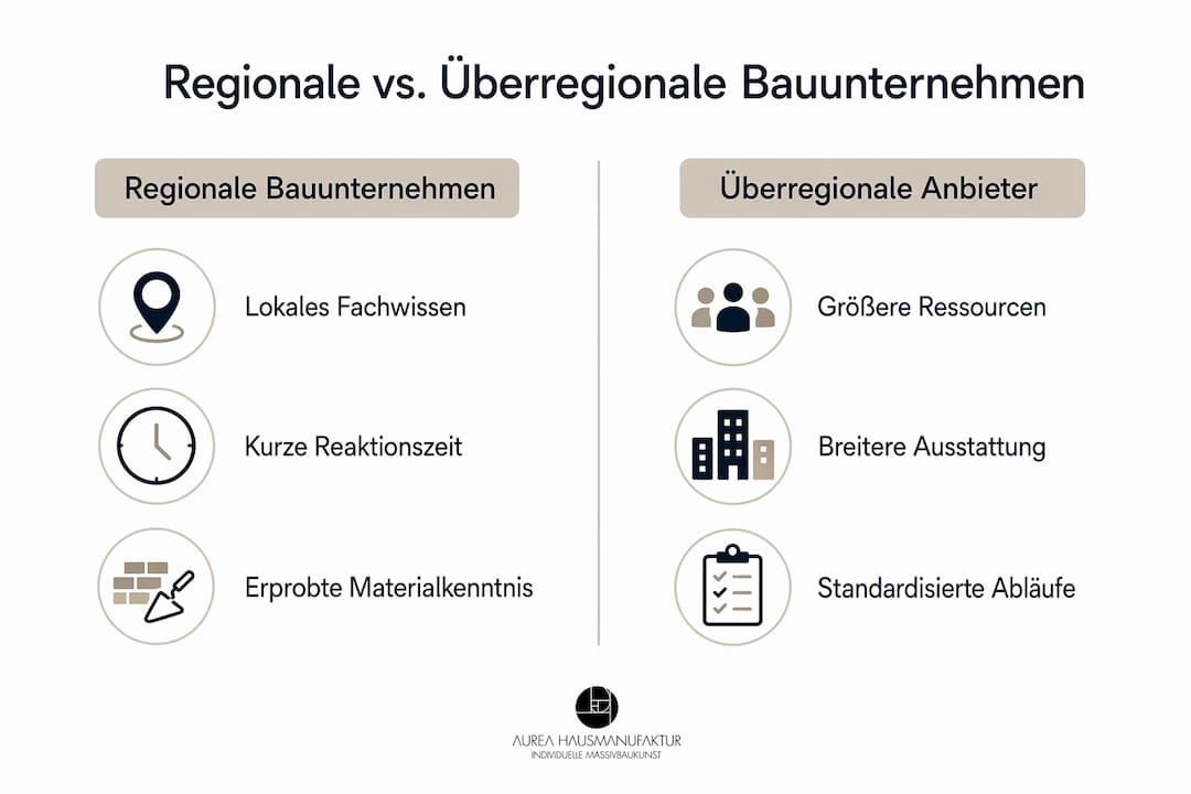 Grafische Übersicht: Unterschiede zwischen regionalen und bundesweit tätigen Bauunternehmen