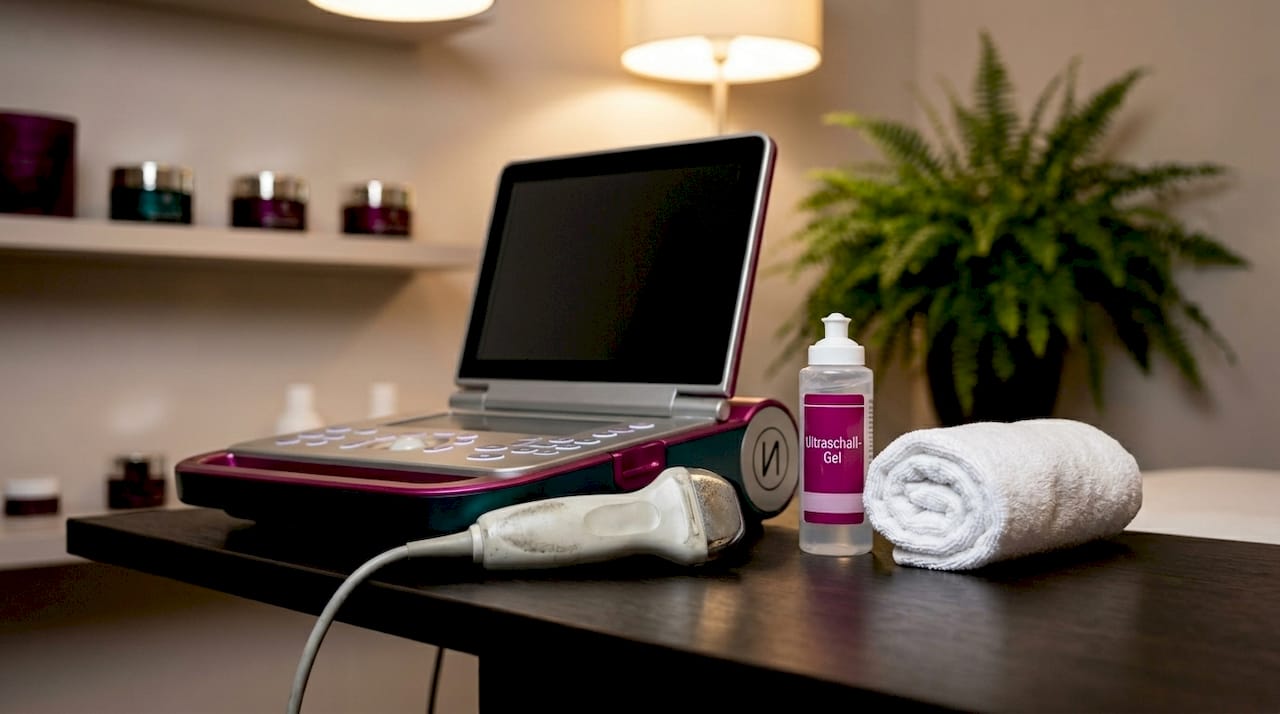 Grundlagen der apparative Kosmetik 2 Detailansicht eines Ultraschallgeräts in einem Kosmetikstudio