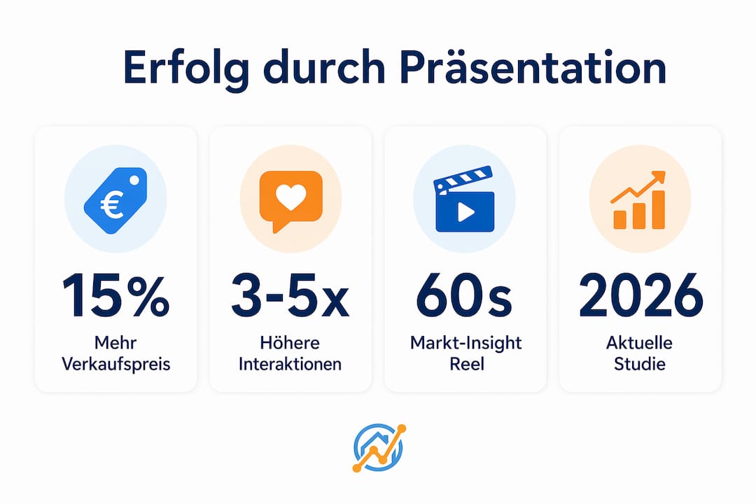 Übersichtliche Infografik mit den wichtigsten Fakten zur Immobilienpräsentation