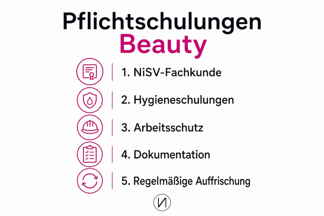 Gesetzliche Pflichtschulungen in der Beautybranche 3 Übersicht: Diese fünf Schulungen sind in der Beautybranche Pflicht