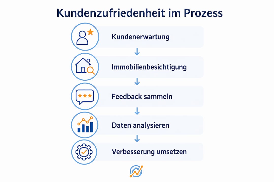 Schritt-für-Schritt-Infografik: So begeistern wir unsere Kunden im Immobiliengeschäft