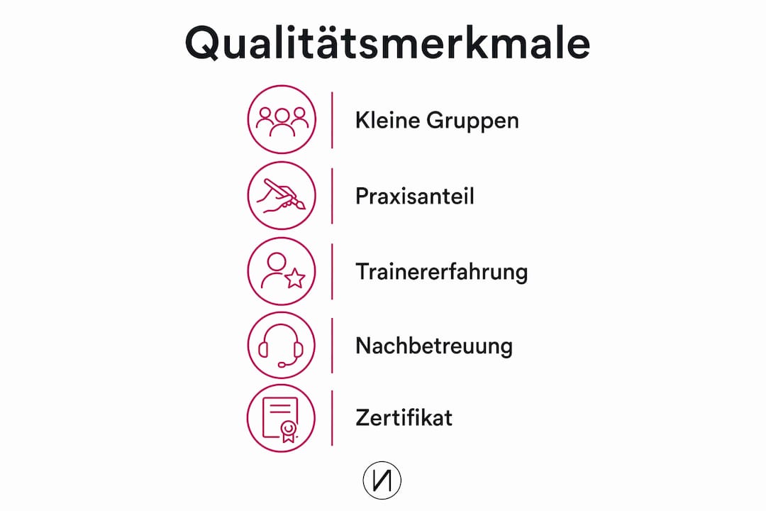 Qualitätsmerkmale von Beautyschulungen 2 Infografik: 5 entscheidende Qualitätskriterien für professionelle Beauty-Schulungen