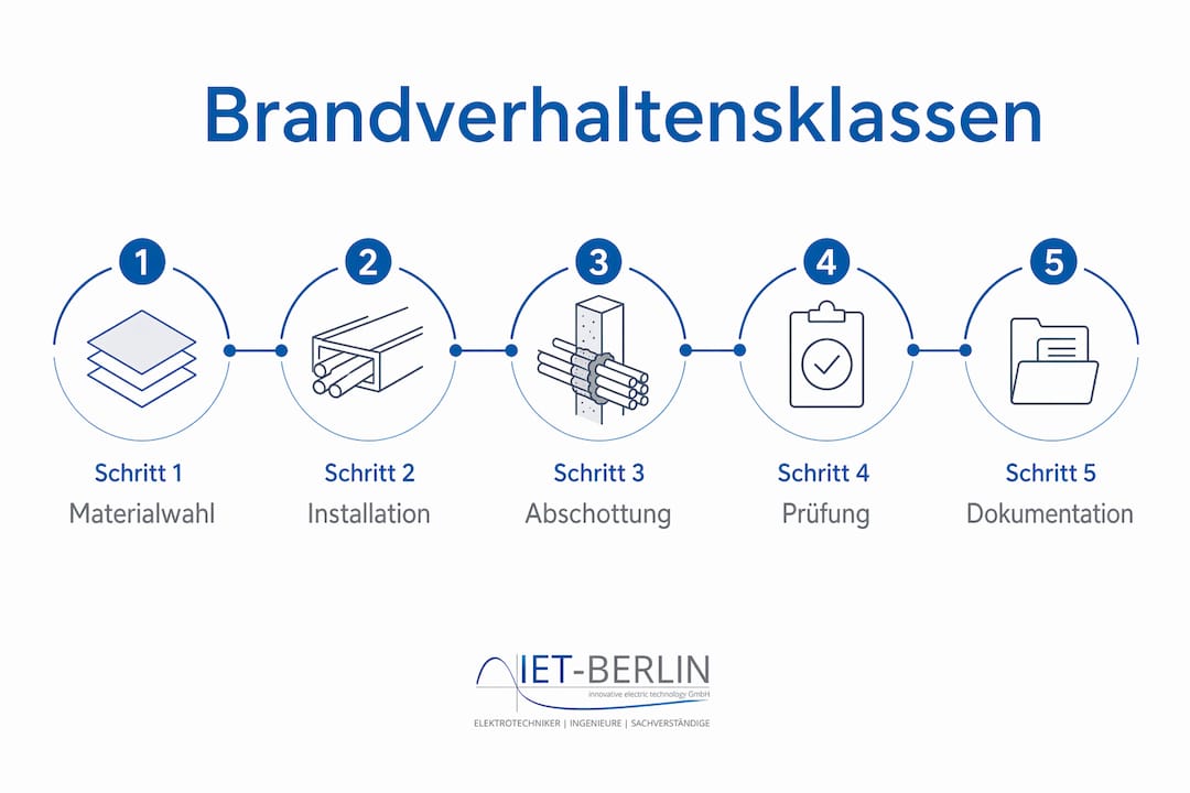 Schritt-für-Schritt-Übersicht der Brandverhaltensklassen