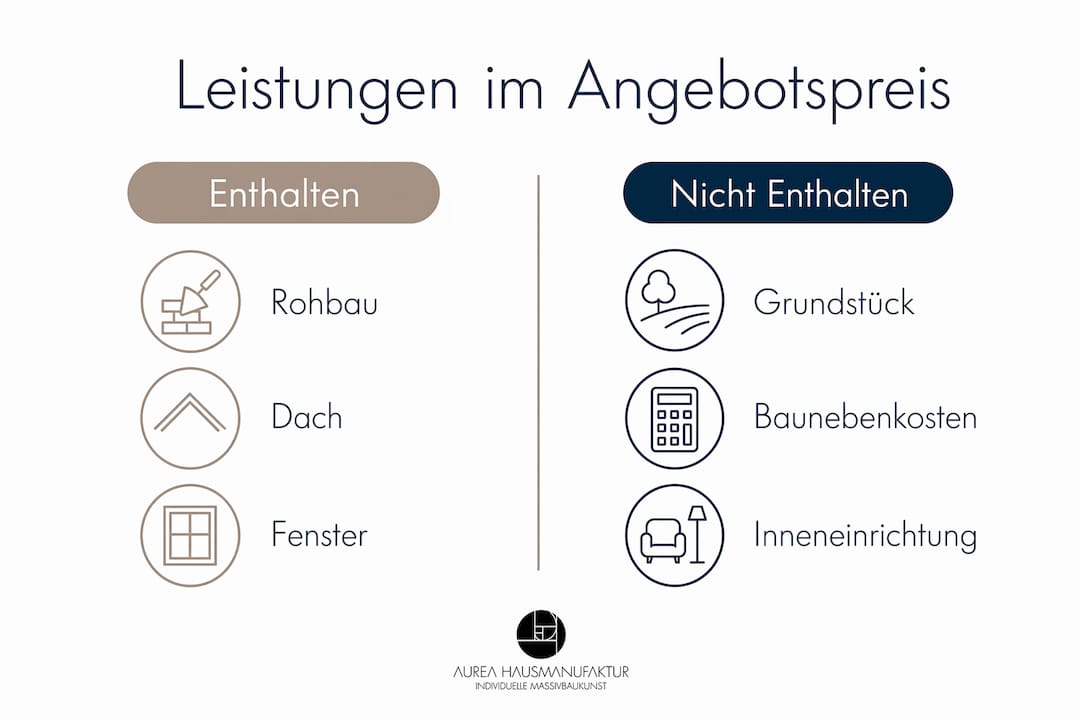Die Infografik veranschaulicht, welche Leistungen im Angebot enthalten sind und welche nicht.