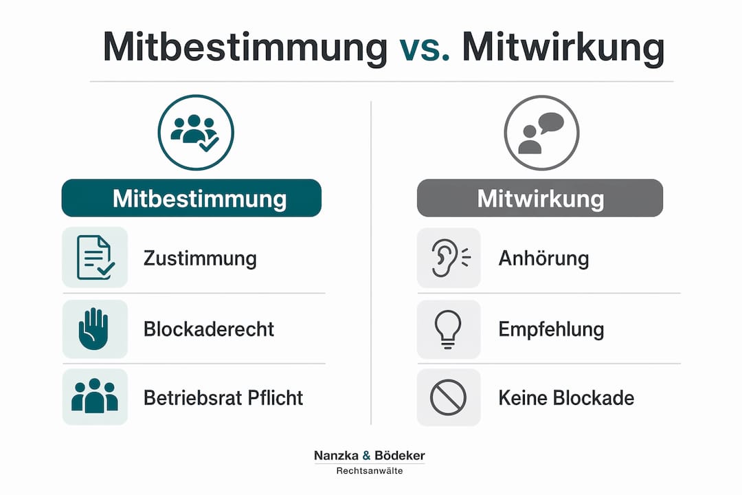 Grafik: Mitbestimmung oder Mitwirkung – Wo liegen die Unterschiede?