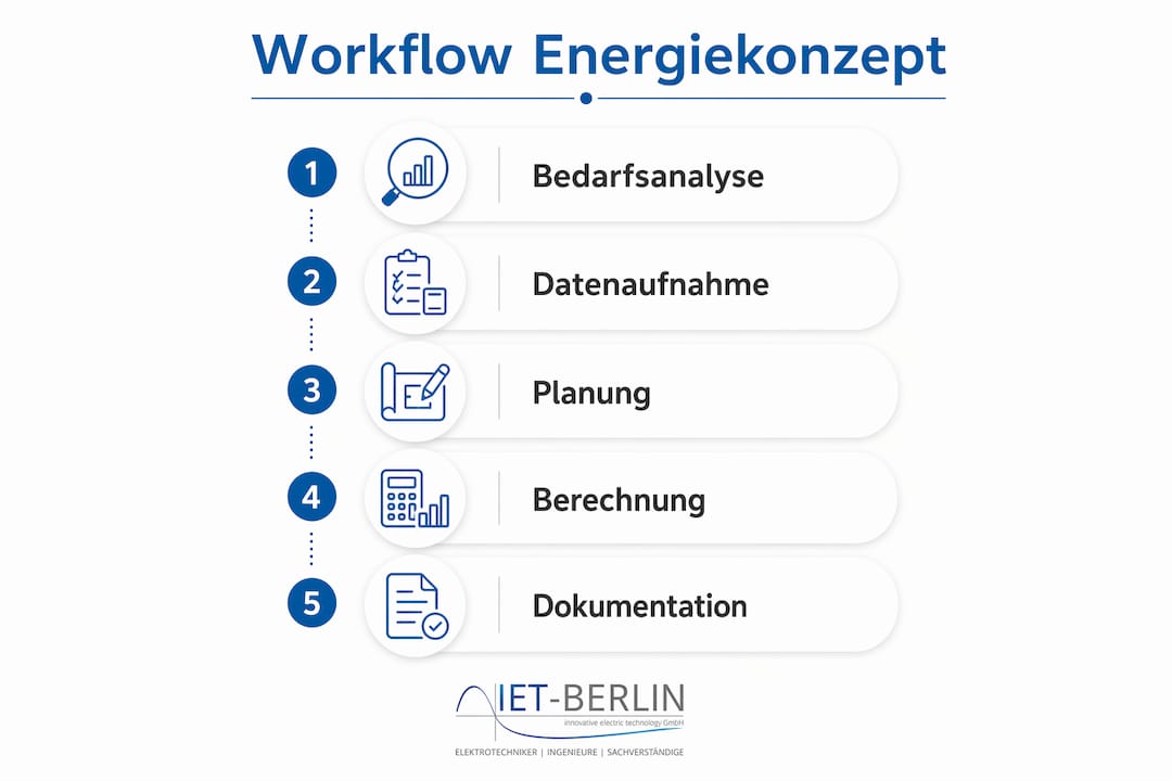 Ablaufdiagramm: Die wichtigsten Schritte zur Erstellung eines Energiekonzepts