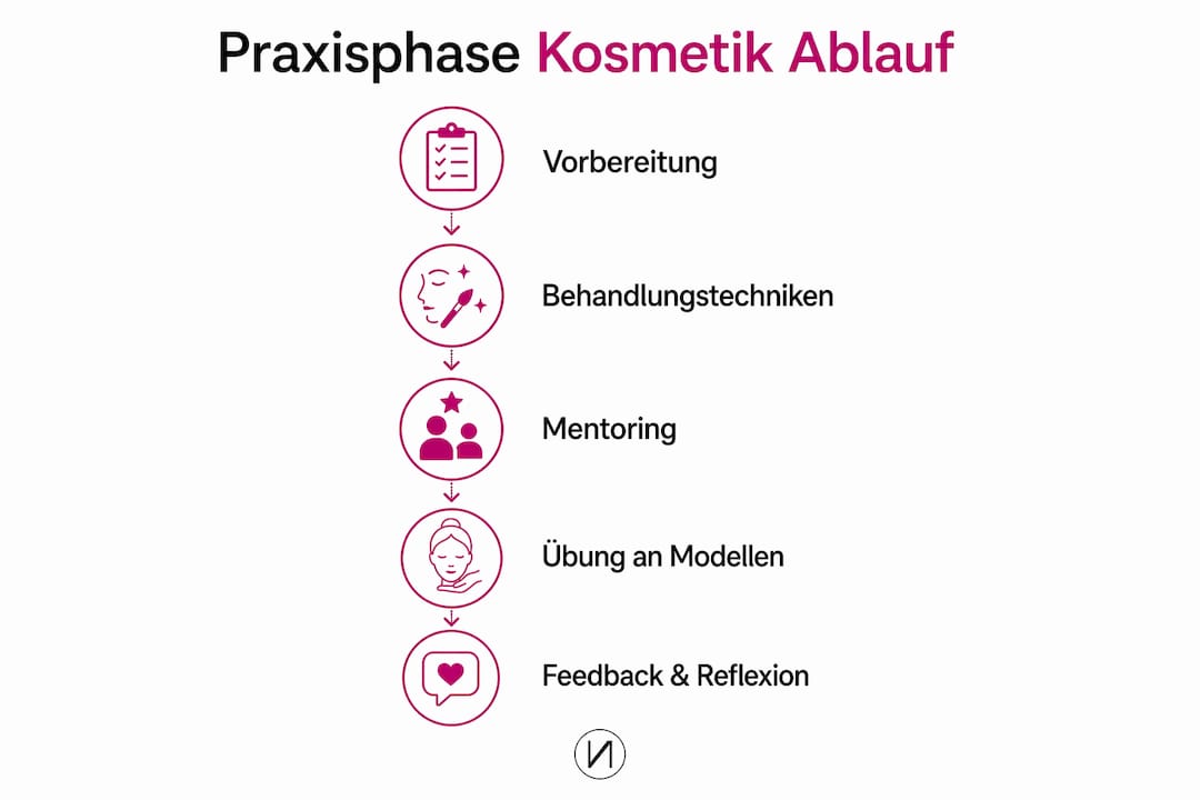 Was ist die Praxisphase in der Kosmetik 3 Grafische Übersicht: So läuft die Praxisphase während der Kosmetikausbildung ab