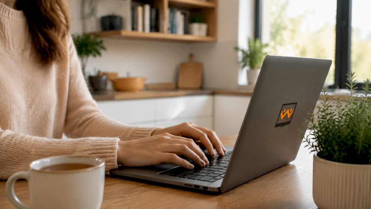 Jemand tippt auf dem Laptop und nutzt dabei einen KI-Chatbot.