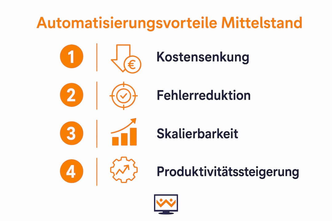 Eine anschauliche Infografik veranschaulicht, wie der Mittelstand von Automatisierungslösungen profitieren kann.