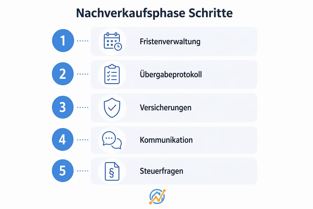Übersichtsgrafik: Die wichtigsten Schritte nach dem Verkauf