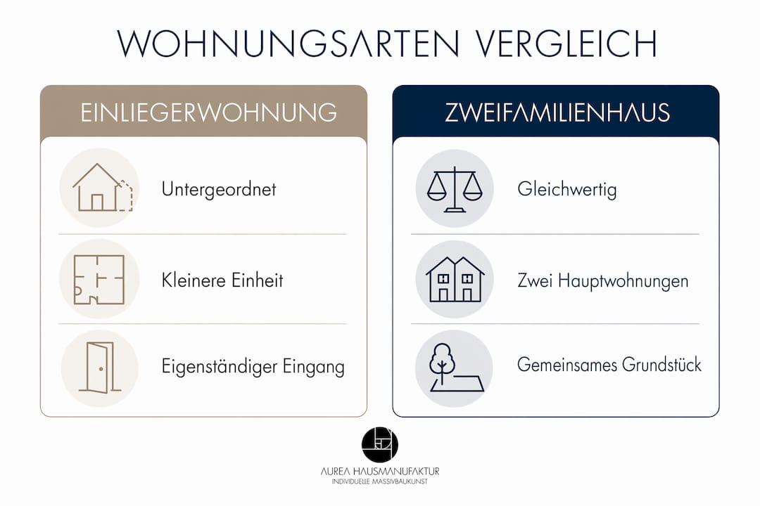 Infografik: Einliegerwohnung oder Zweifamilienhaus – ein Vergleich auf einen Blick