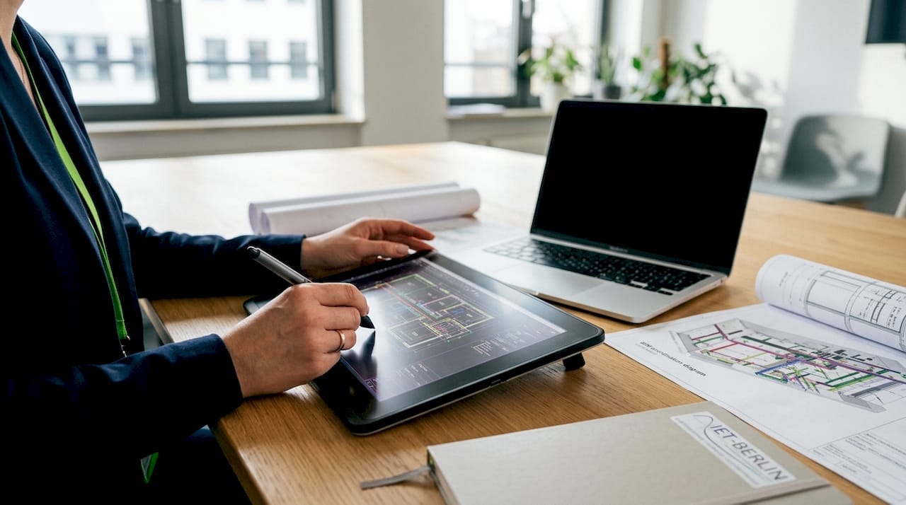 Mit dem Tablet gezielt CAD-Ebenen bearbeiten – direkt mit den Händen auf dem Bildschirm.