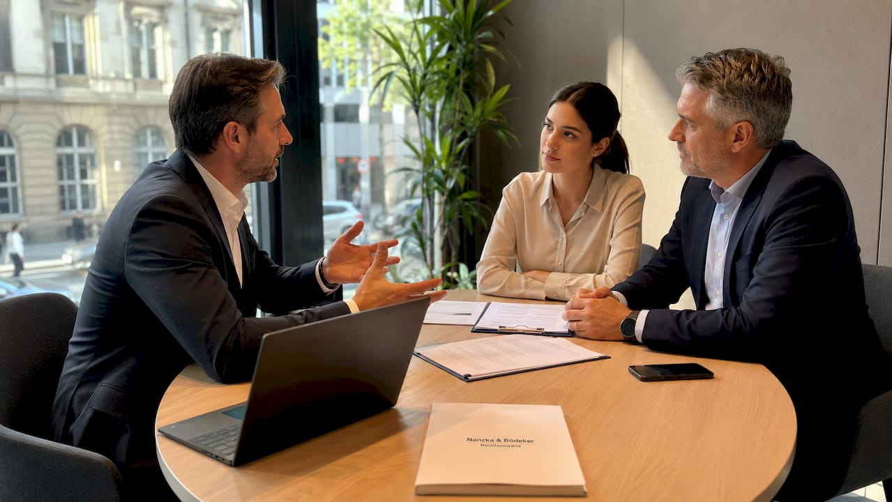 Das Team tauscht sich über die Rechte von Arbeitgebern in der Zeitarbeit aus.