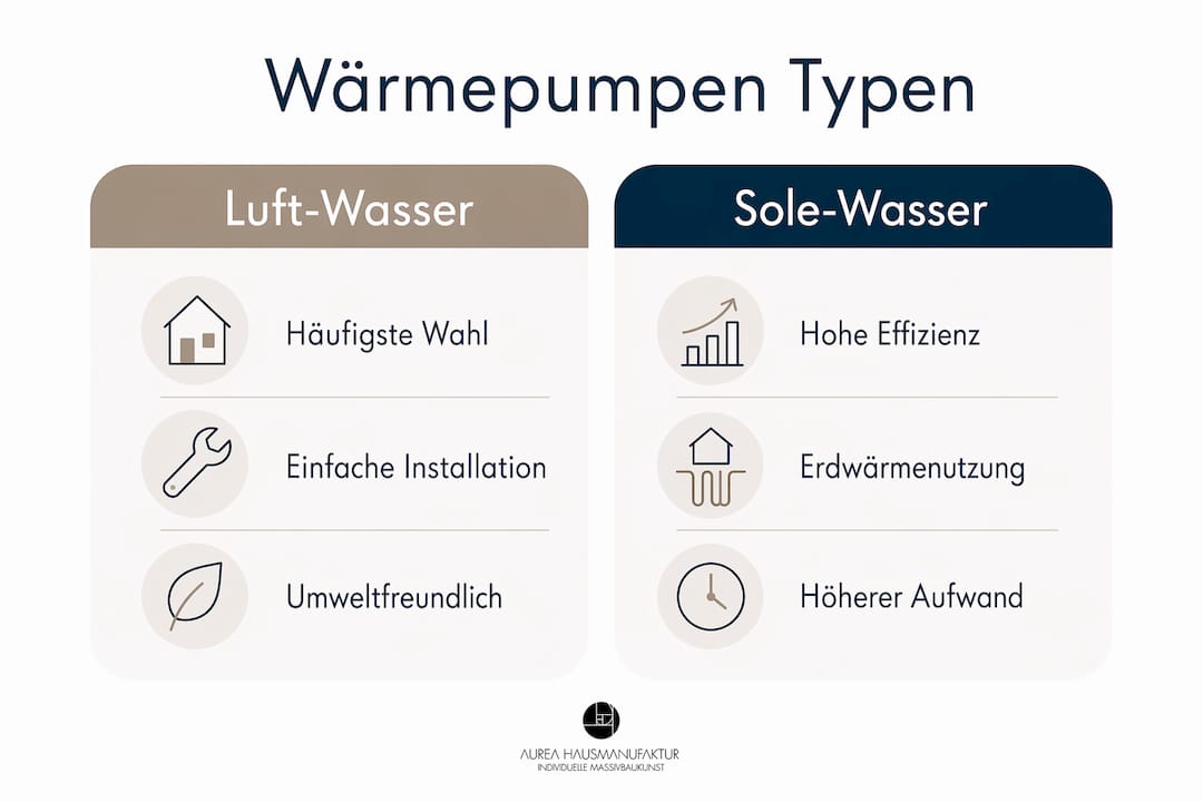Infografik: Luft-Wasser-Wärmepumpe vs. Sole-Wasser-Wärmepumpe im Vergleich
