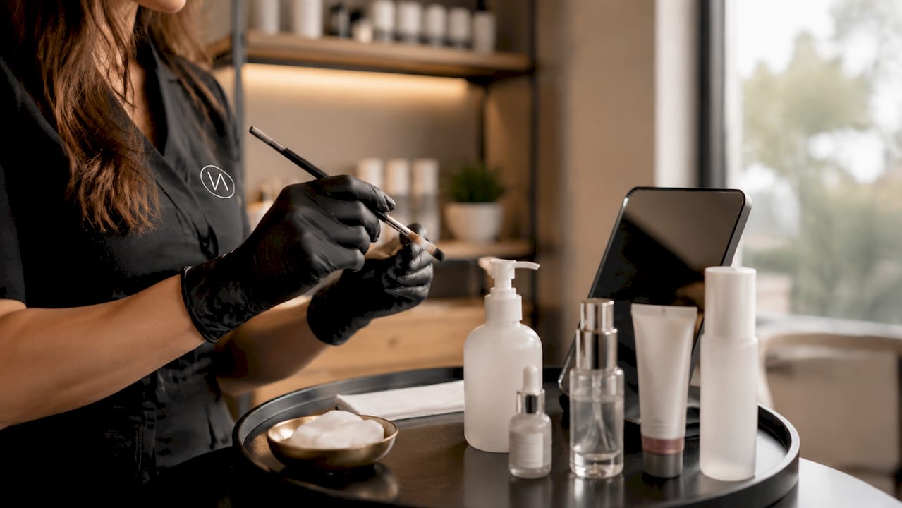 Warum Spezialisierungen in der Kosmetik 2026 zählen 3 Detailaufnahme: Eine kosmetische Behandlung der Hände – professionell ausgeführt mit Handschuhen.