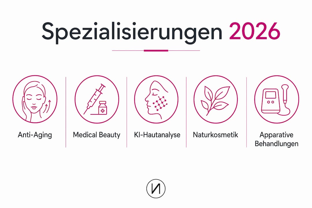 Warum Spezialisierungen in der Kosmetik 2026 zählen 2 Grafik: Die Top-Kosmetik-Trends und gefragten Fachgebiete für 2026 im Überblick