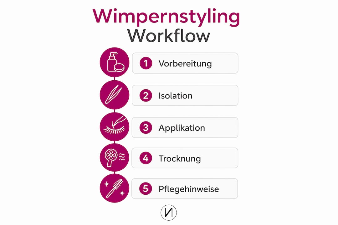 Grafische Übersicht: So läuft das Wimpernstyling Schritt für Schritt ab